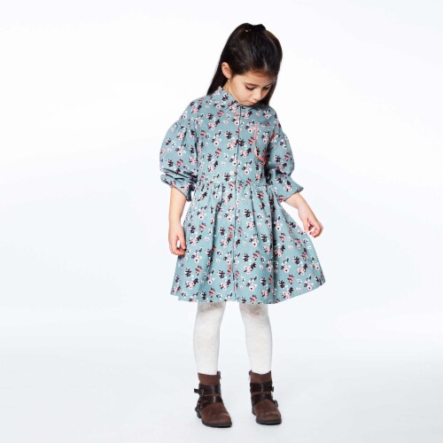 Long Sleeve Baby Corduroy Printed Dress Perspective: top