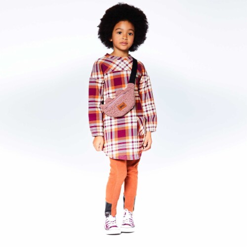 Printed Shirt Dress With Long Sleeves Perspective: top