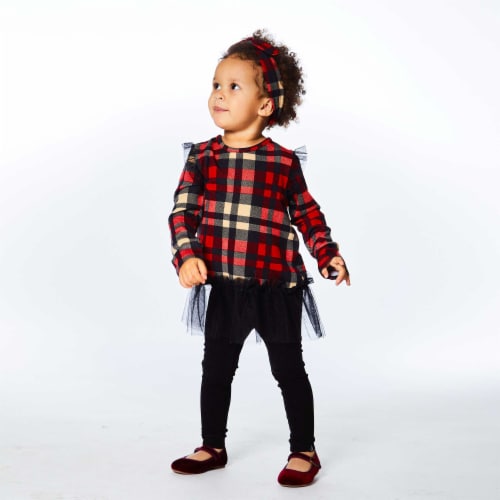 Plaid Tunic And Rib Legging Set Perspective: top