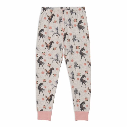 Organic Cotton Two Piece Printed Pajama Set With Horses Perspective: top