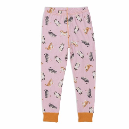 Organic Cotton Two Piece Printed Pajama Set With Cats Perspective: top