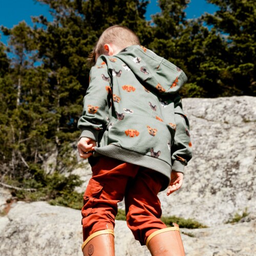Hooded Fleece Top With Printed Dogs Perspective: top