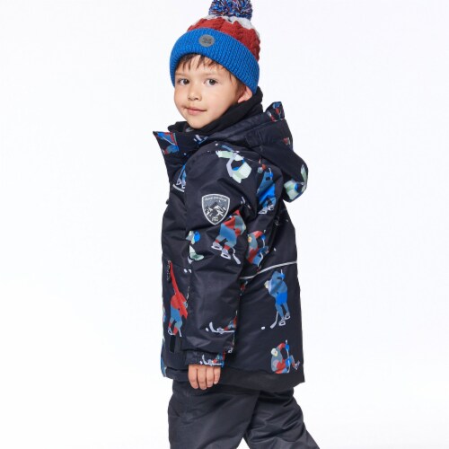 Two Piece Snowsuit Printed Hockey Players Black Perspective: top