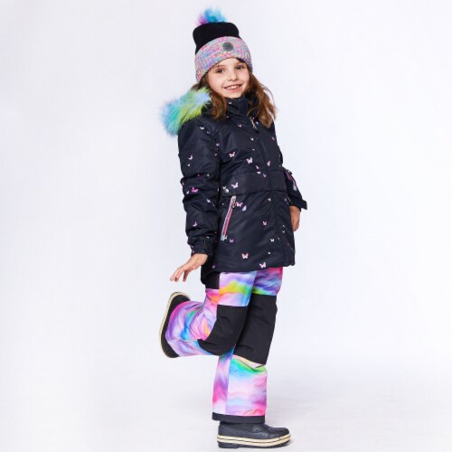 Two Piece Snowsuit Printed Butterflies And Iridescent Rainbow Print Perspective: top