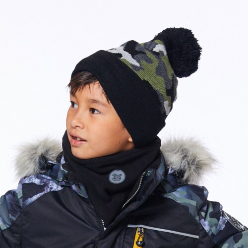 Knit Hat Camo Black And Khaki Perspective: top