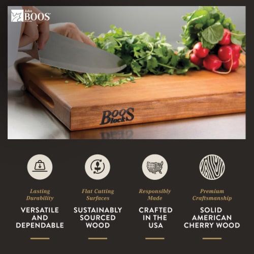 John Boos Reversible 20  Butcher Cutting Board Block With Handles, Cherry Wood Perspective: top