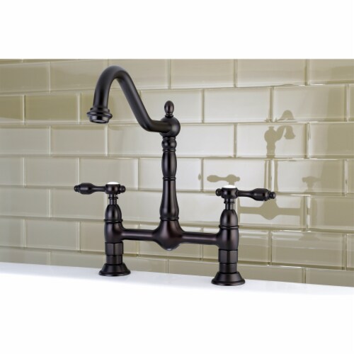 Kingston Brass KS1175TAL Tudor Bridge Kitchen Faucet, Oil Rubbed Bronze Perspective: top