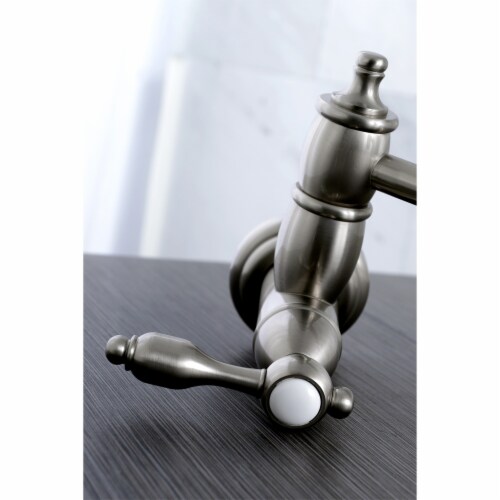 Kingston Brass KS3108TAL Tudor Wall Mount Pot Filler Kitchen Faucet, Brushed Nickel Perspective: top