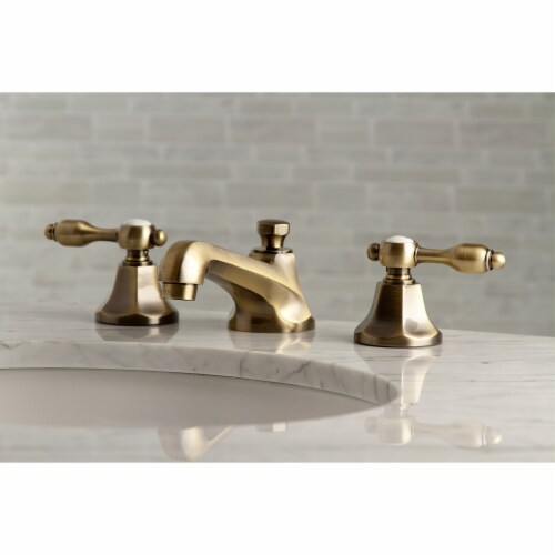 Kingston Brass KS4463TAL Tudor 8" Widespread Bathroom Faucet, Antique Brass Perspective: top