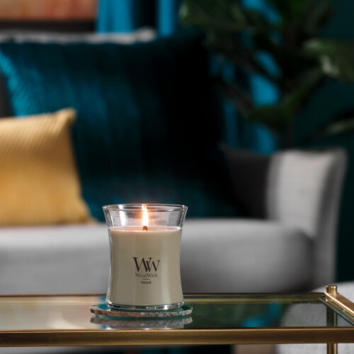 WoodWick Medium Hourglass Candle, Fireside Scent, Premium Soy Blend Wax, 9.7oz Perspective: top