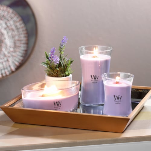 WoodWick Lavender Spa Scented Medium Hourglass Candle, 9.7oz Perspective: top