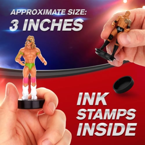 WWE Wrestler Stampers 5pk The Rock Mysterio Becky Lynch Ultimate Warrior PMI International Perspective: top