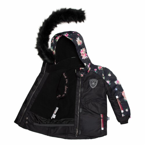 Printed Unicorns Two Piece Snowsuit Black Perspective: top