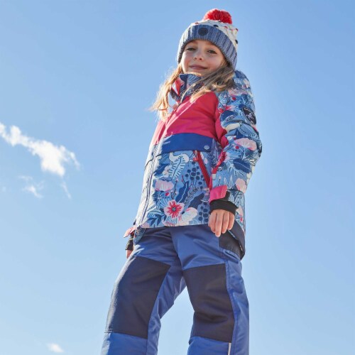 Printed Frosted Flowers Two Piece Snowsuit Navy Blue And Red Perspective: top