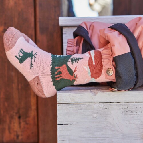 Jacquard Ski Socks Pink, Brown And Green Perspective: top