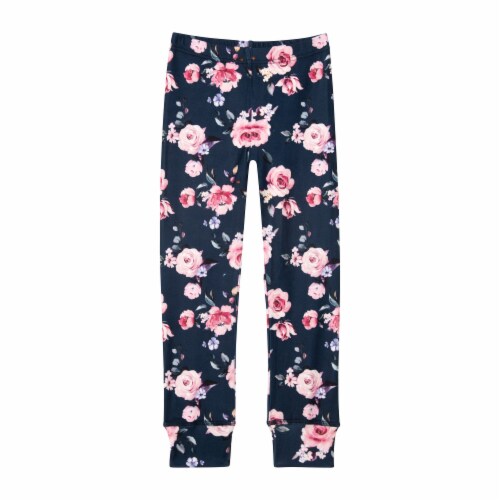Two Piece Thermal Underwear Navy With Printed Roses Two Piece Thermal Underwear Navy With Printed Roses