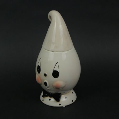 Johanna Parker Designs Boo! Ceramic Vintage Halloween Bow Tie Ghost Cookie Jar Perspective: top