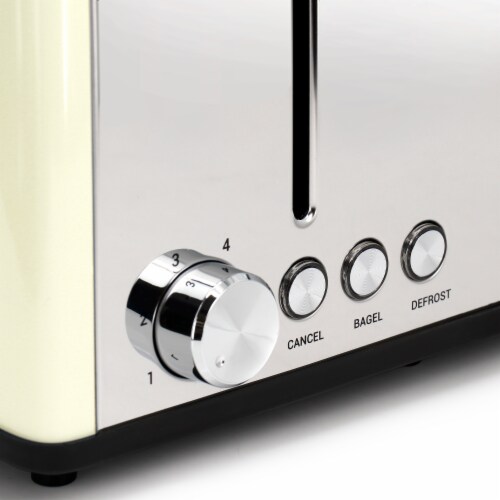 Redmond 4-Slice Extra Wide Slot 1650W Stainless Steel Toaster in Cream Perspective: top