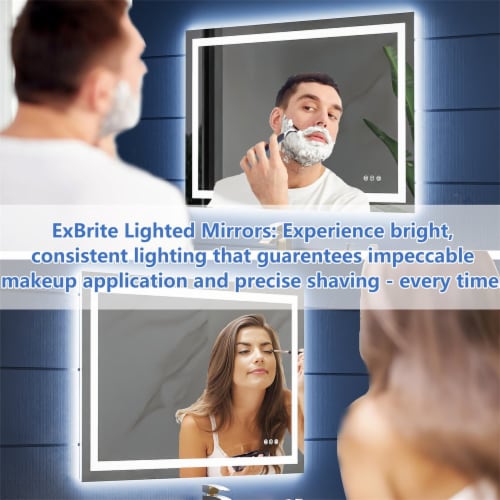 Apex 55 W x 30 H LED Bathroom Light Mirror,Anti Fog,Dimmable,Dual Lighting Mode,Tempered Perspective: top