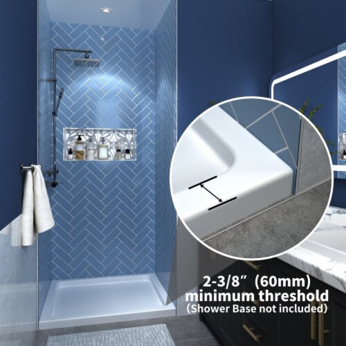 Adapt 30-31 1/2 W x 72 H Folding Shower Door Nickel Semi-Frameless Hinged Shower Door With Perspective: top