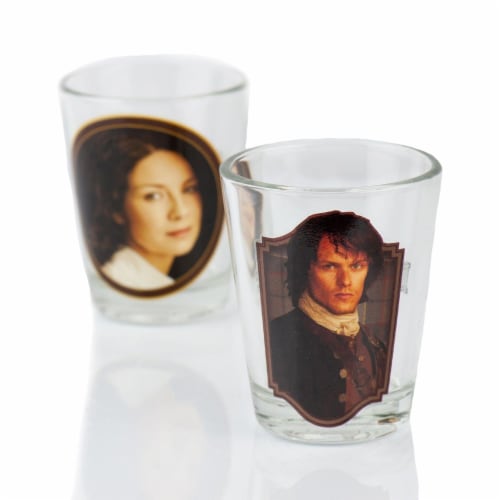 Outlander Collectibles Jamie and Claire Fraser Shot Glasses | Collectors Edition Perspective: top