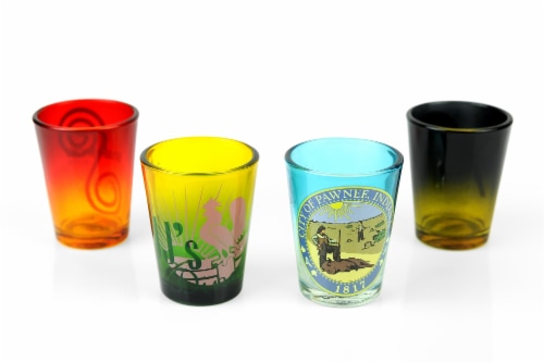 Parks and Recreation Location Logos 4 Piece Shot Glass Set Perspective: top
