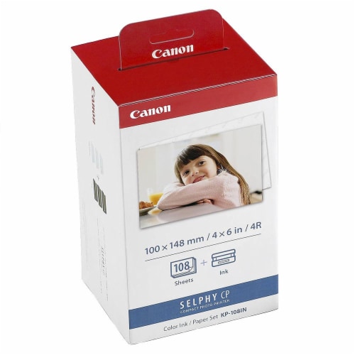 8x Canon Kp-108in Selphy Color Ink 4x6 Paper Set 3115b001 For Selphy Cp910 Cp900 Perspective: top