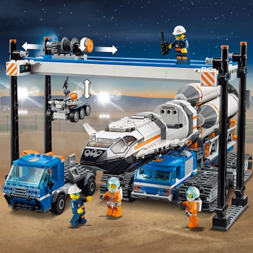 Lego city space rocket assembly and transport outlet