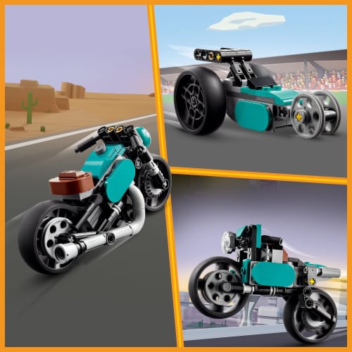 LEGO® Creator 3-in-1 Vintage Motorcycle Building Set Perspective: top