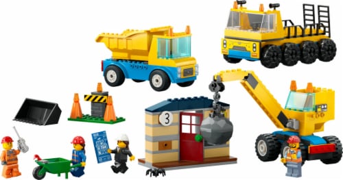 LEGO® City Construction Trucks & Wrecking Ball Crane Perspective: top