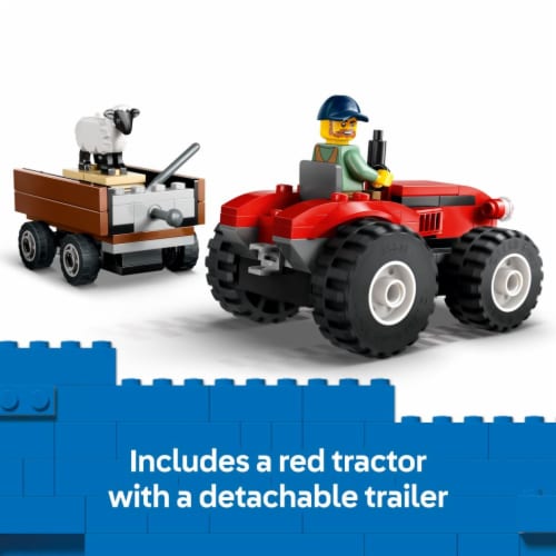 LEGO City Red Farm Tractor with Trailer & Sheep Building Toy 60461 Perspective: top
