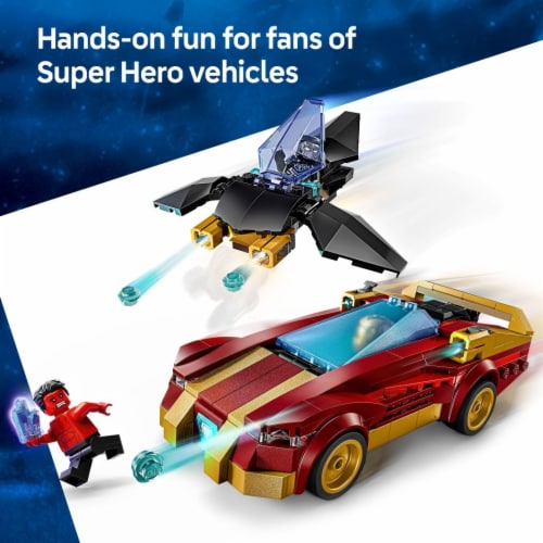 LEGO Marvel Iron Man Car & Black Panther vs. Red Hulk Super Hero Building Toy 76310 Perspective: top