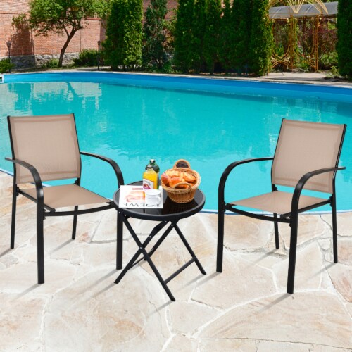 Stackable steel sling outdoor patio dining chair cheap