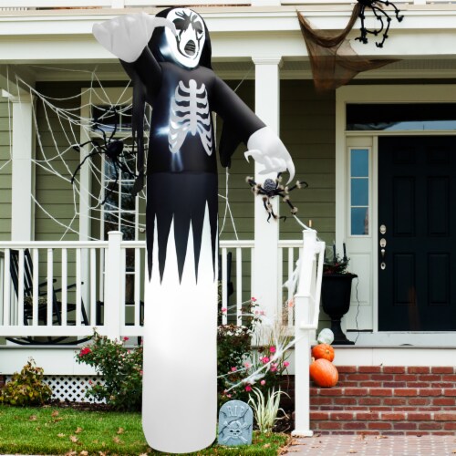 12 FT Tall Halloween Inflatable Skeleton Ghost Spooky Halloween Blow Up Backyard Decor Perspective: top