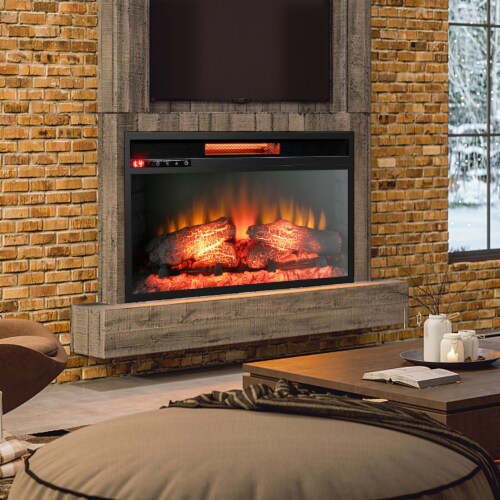 Gymax 26'' Infrared Quartz Electric Fireplace Insert Log Flame Heater w