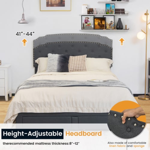 Full Platform Bed Frame with 4 Storage Drawers Adjustable