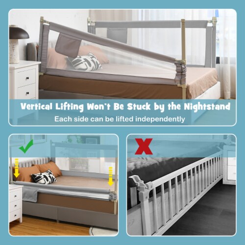 Gymax 77'' Bed Rails for Toddlers Vertical Lifting Baby Bed Rail Guard with Lock Grey, 1 unit