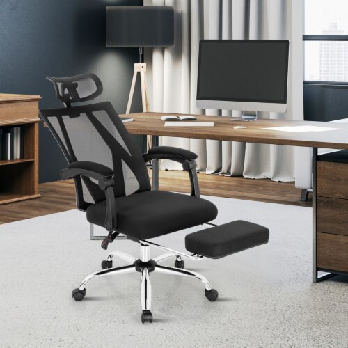 Gymax Office Computer Desk Chair Gaming Chair Adjustable Swivel w /Footrest