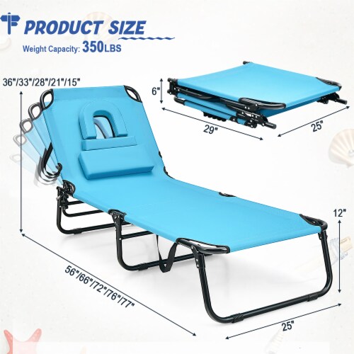 Gymax Folding Chaise Lounge Chair Bed Adjustable Patio Beach