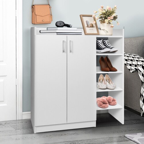 Wooden Shoe Cabinet 2-Door Storage Entryway Shoes Organizer w