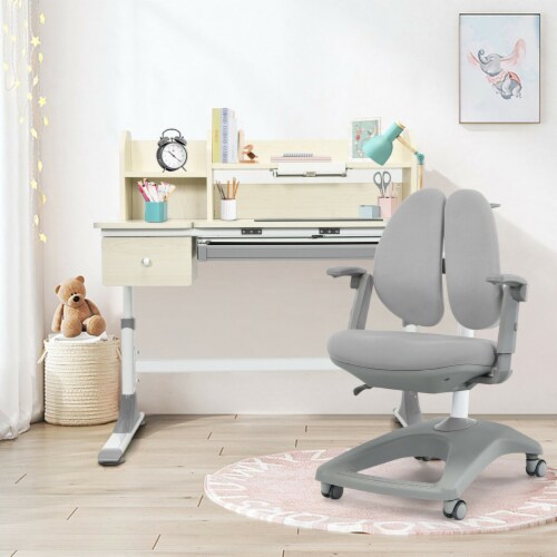 Gymax Kids Drafting Table Adjustable Height Study Desk Chair w