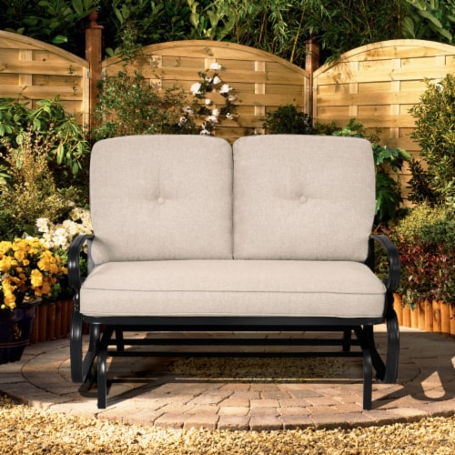 Festival Depot 3Pcs Patio Bistro Set Metal Rocking Chairs With Thick