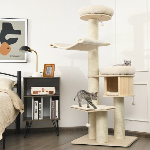 68.5'' Cat Tree Condo 4-Layer Wooden Kitten Activity Tower w/ Sisal Posts Perspective: top