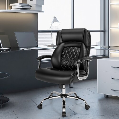 Gymax 500LBS High Back Big & Tall Office Chair Adjustable Leather Task Chair Perspective: top
