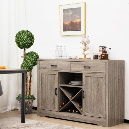 Kitchen Storage Buffet Cabinet Farmhouse Wooden Sideboard w 2