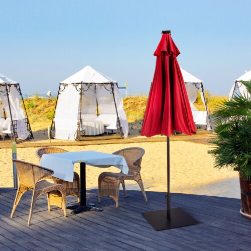 Square Weighted Patio Umbrella Base Stand 40 lbs Outdoor w/ 3 Adapters
