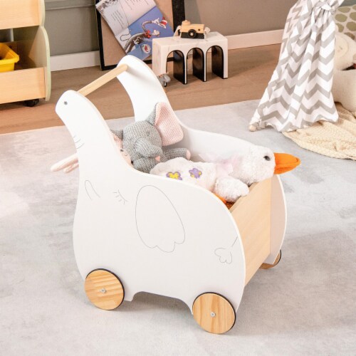 2-in-1 Baby Learning Walker Wooden Toddler Push Walker Toys w/ Wheels Perspective: top