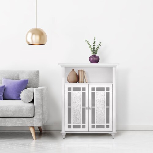 Teamson Home Wooden Bathroom Floor Storage Cabinet Room Space Saver Organizer, White Perspective: top