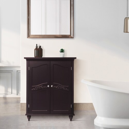 Elegant Home Fashions Wooden Bathroom Floor Storage Cabinet Room Space Saver Espresso Perspective: top