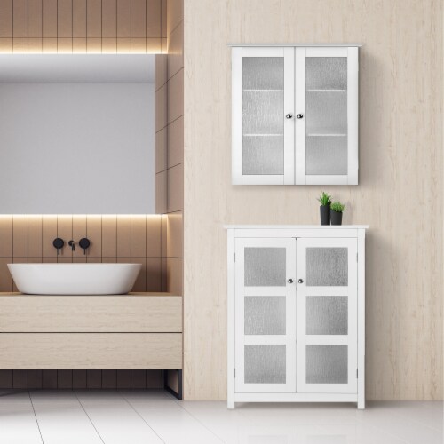 Teamson Home Bathroom Wall Storage Cabinet Space Saver w/ 3 Shelves White Perspective: top